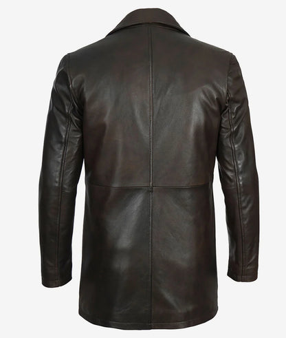 Men's Real Leather Dark Brown Car Coat Max Jackets