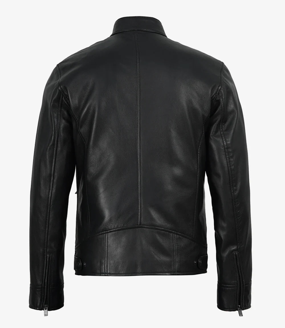 Mens Premium Black Biker Style Leather Jacket