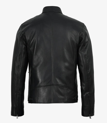Mens Premium Black Biker Style Leather Jacket