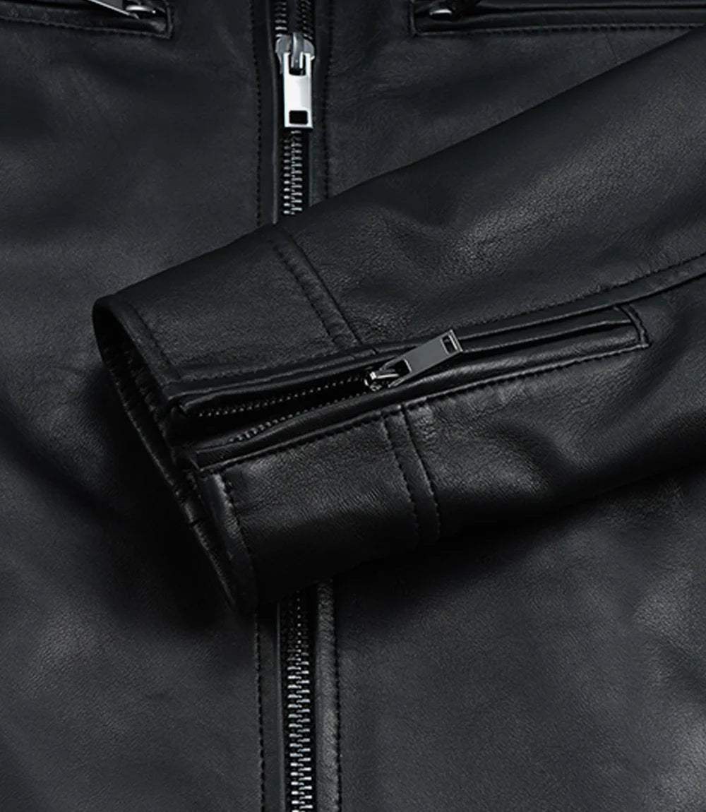 Mens Premium Black Biker Style Leather Jacket
