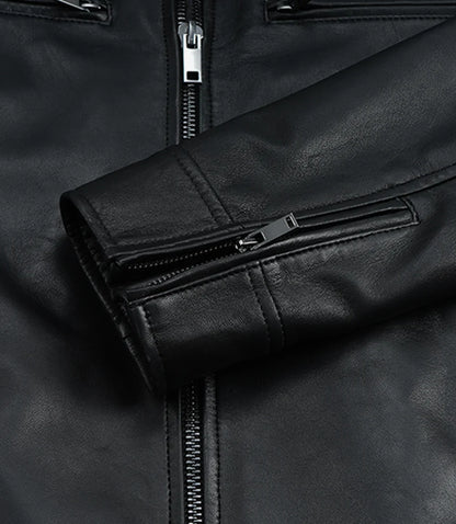 Mens Premium Black Biker Style Leather Jacket