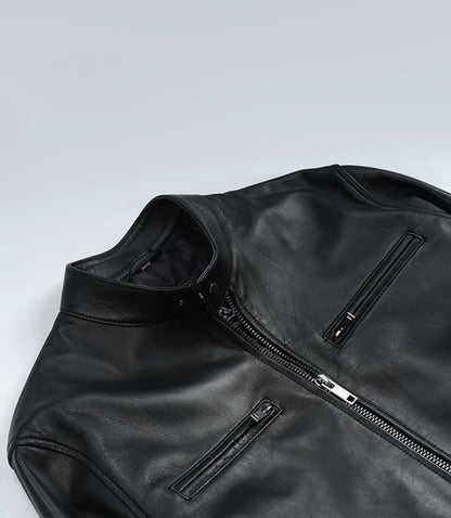 Mens Premium Black Biker Style Leather Jacket
