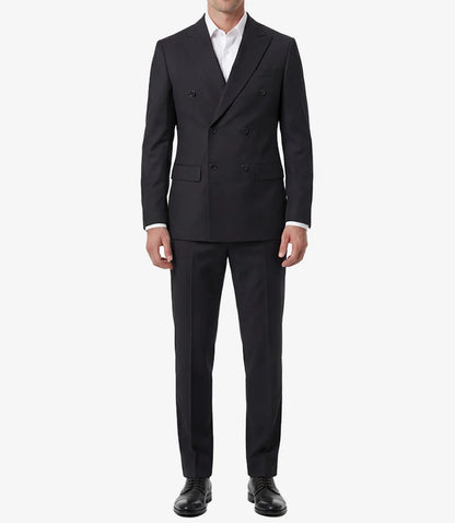 Men's Black Double-Breasted Peak Lapel Two Piece Suit
