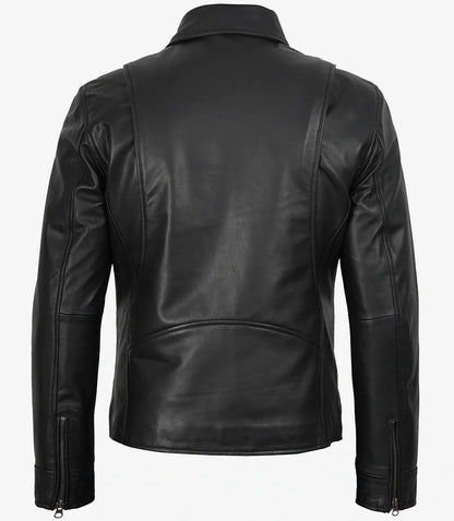 Men's Black Real Leather Jacket — Harrington Style