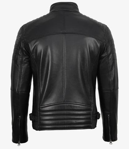 Men's Real Leather Black Biker Style Jacket