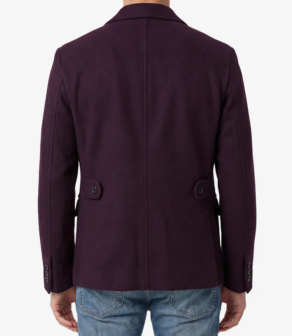 Mens Burgundy Wool Utility Jacket