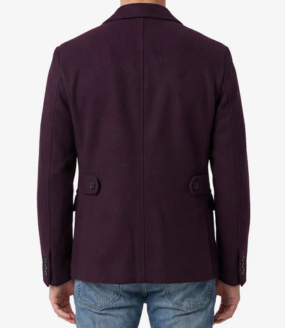 Mens Burgundy Wool Utility Jacket