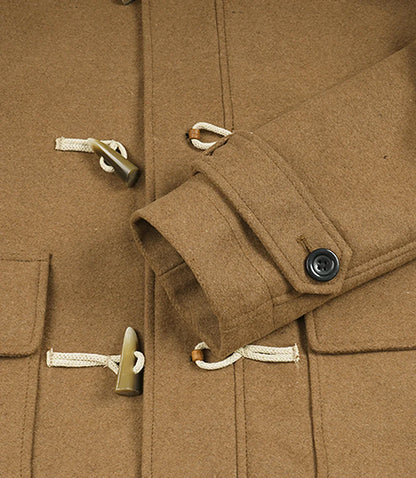 Mens Camel Brown Hooded Duffle Wool Coat