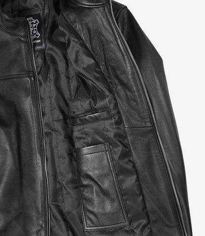 Men's Black Lambskin Cafe Racer Bomber Jacket