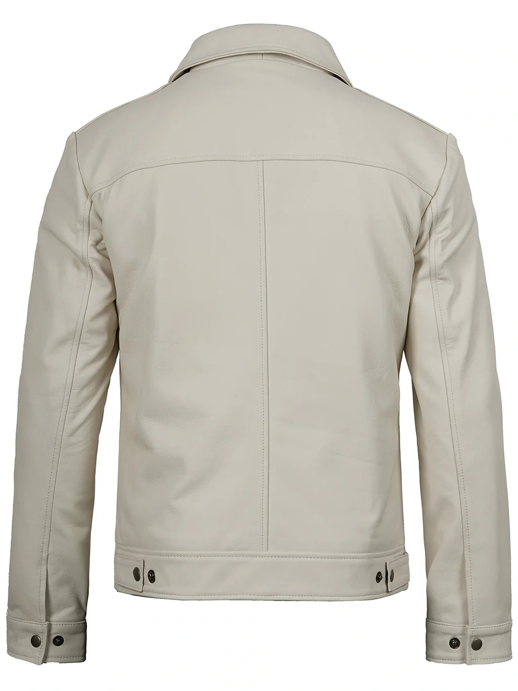 Men Off White Real Leather Harrington Jacket