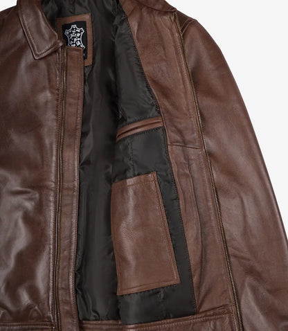 Mens Real Leather Cognac Biker Style Leather Jacket