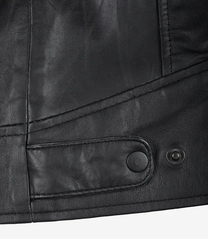 Mens Real Leather Matte Black Jacket - Biker Style