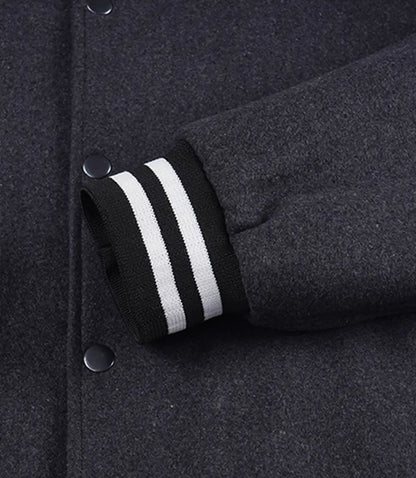 Mens Wool Charcoal Grey Varsity Jacket
