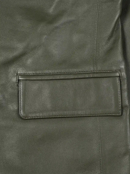 Men's Dark Green Leather Blazer