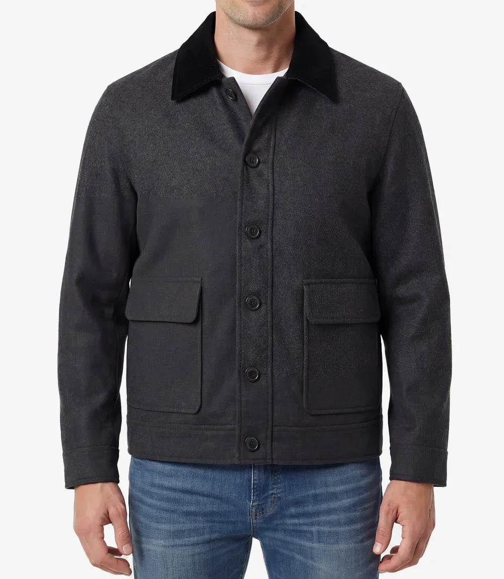 Men's Utility Charcoal Grey Wool Jacket
