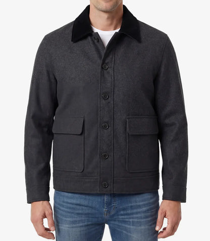Men's Utility Charcoal Grey Wool Jacket