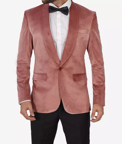 Men's Shawl Lapel Rose Pink Premium Velvet Tuxedo Suit - *Limited Edition*