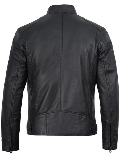 Dodge Men’s Matte Black Leather Jacket | Biker Style