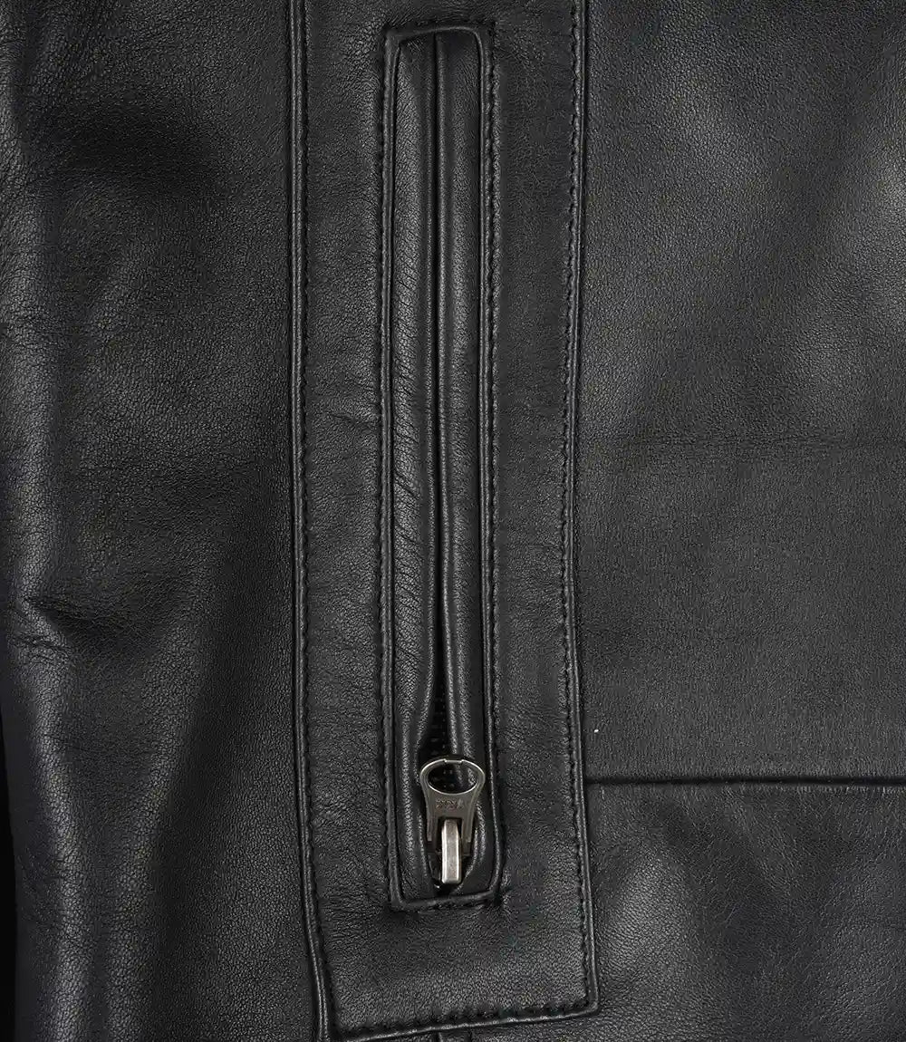 Bristol Mens Black Lambskin Leather Car Coat
