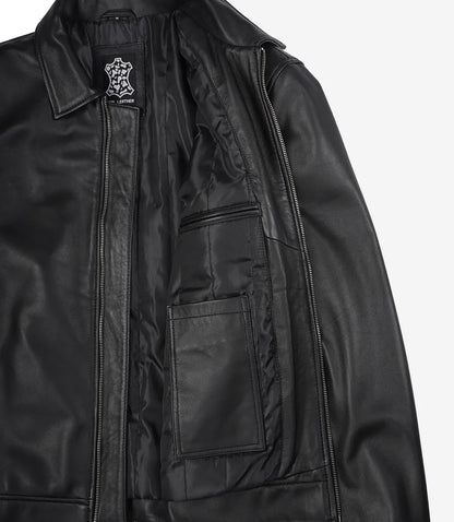 Tony Men's Black Leather Harrington Jacket