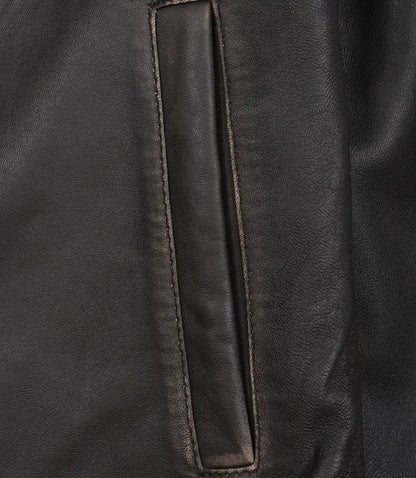 Mens Rub-Off Brown Harrington Leather Jacket