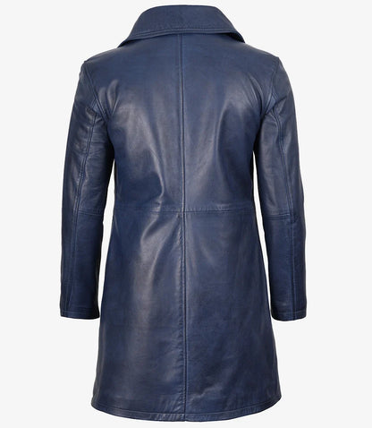 Men's Blue Wax Lambskin 3/4 Length Car Coat