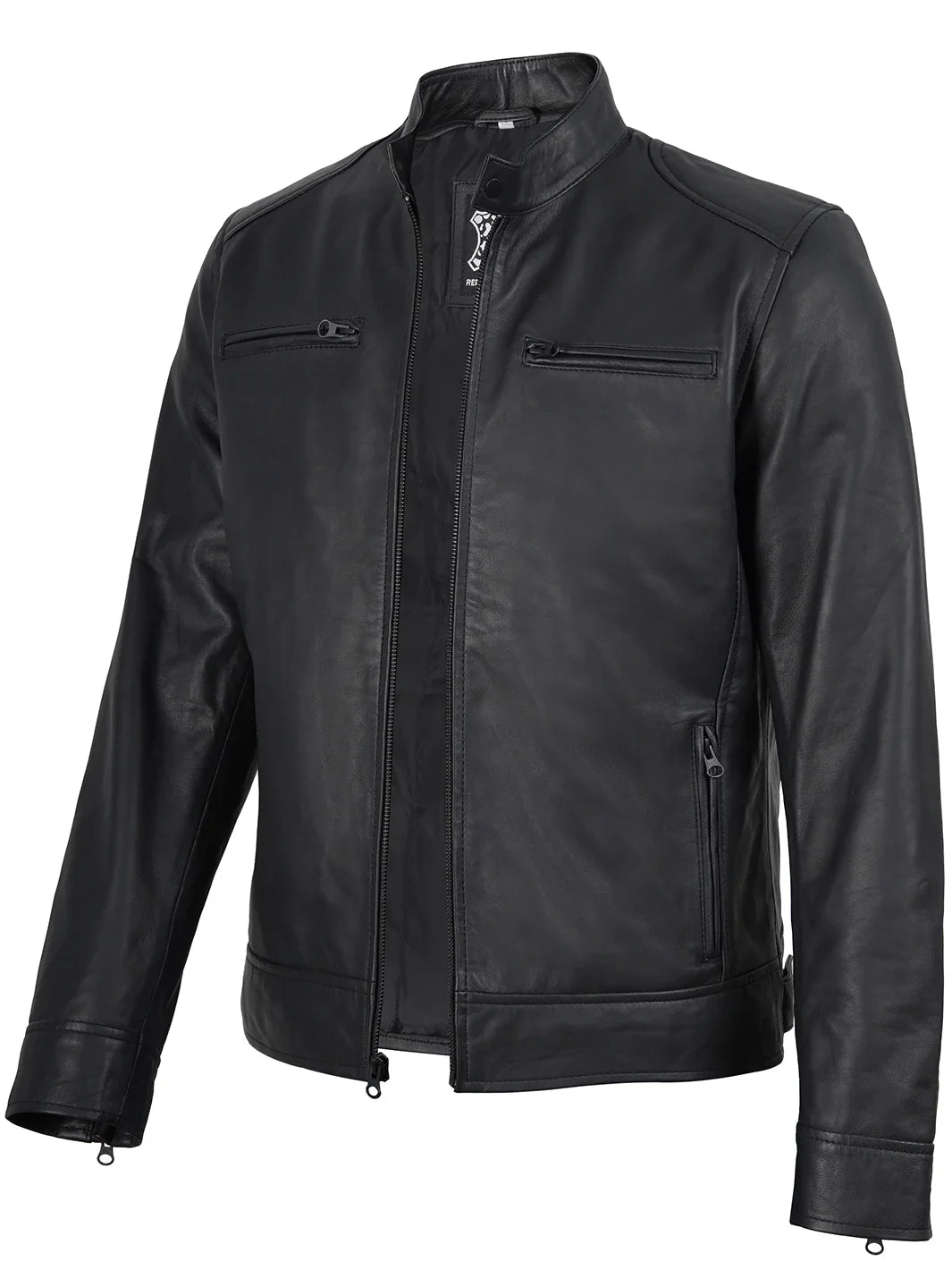 Dodge Men’s Matte Black Leather Jacket | Biker Style