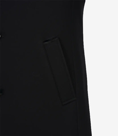 Men's Single-Breasted Black Wool Coat – Modern Fit