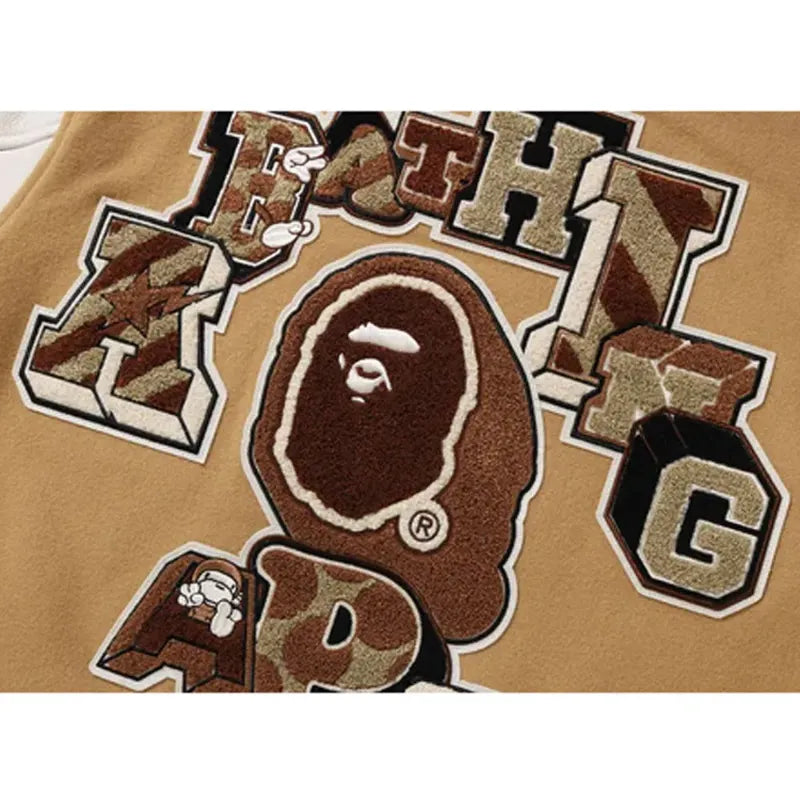 Multi Motif Bape Wool Varsity Jacket