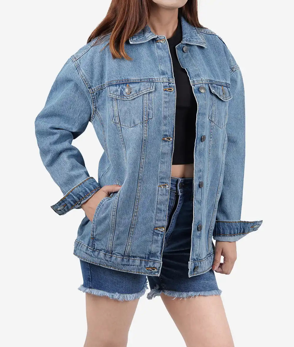 Womens Light Blue Oversized Denim Jacket Max Jackets