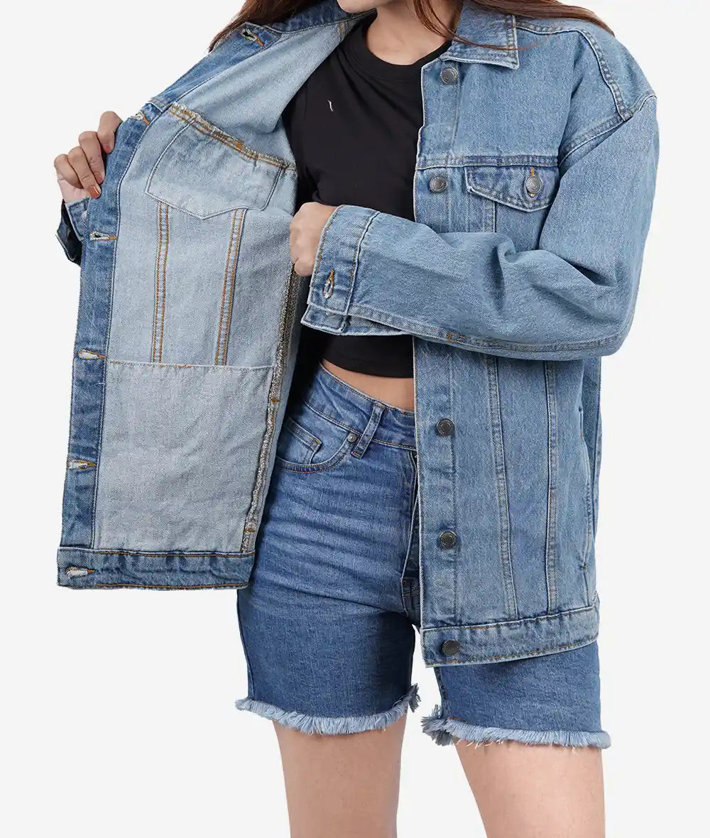 Womens Light Blue Oversized Denim Jacket Max Jackets