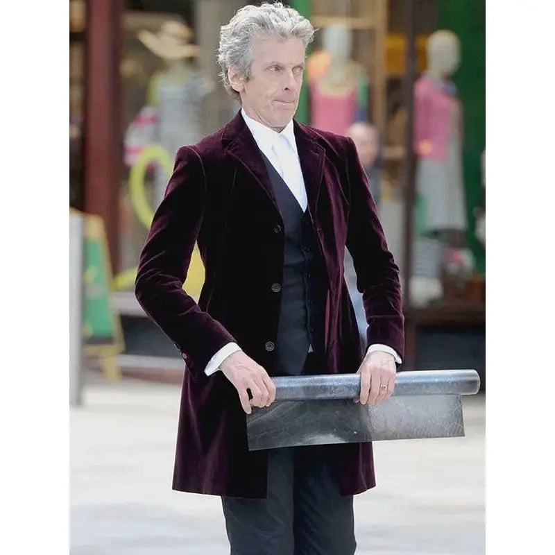 12th Doctor Who Peter Capaldi Maroon Velvet Coat Max Jackets