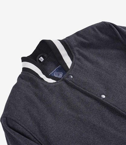 Mens Wool Charcoal Grey Varsity Jacket