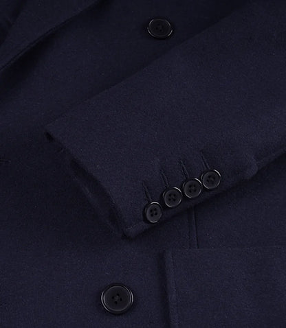 Mens Navy Blue Double Breasted Wool Blend Blazer