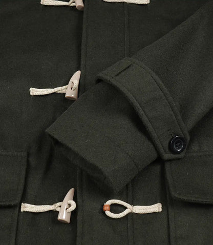 Mens Olive Green Hooded Duffle Wool Coat