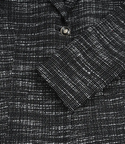 Womens Black Tweed Two Button Wool Blazer Jacket