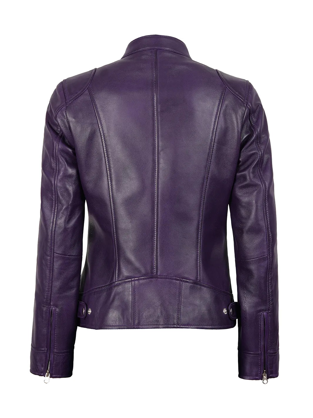 Dodge Womens Biker Style Purple Leather Jacket