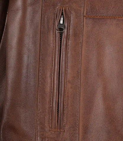 Men's Real Lambskin Leather Cognac Car Coat
