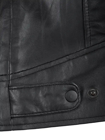 Dodge Men’s Matte Black Leather Jacket | Biker Style