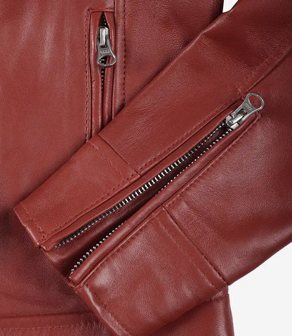 Women's Real Leather Red Biker Style Jacket