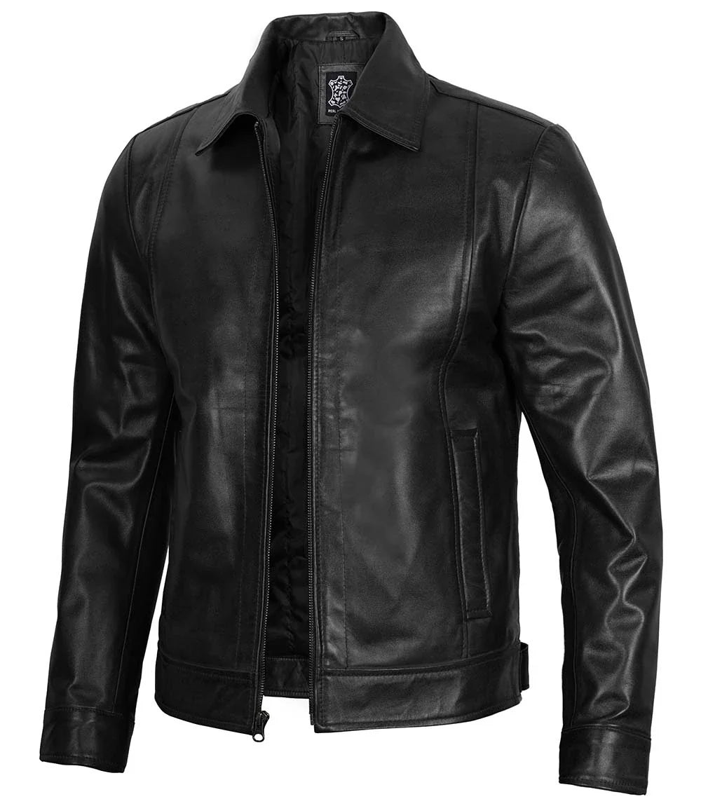 Reeves Men's Black Vintage Leather Jacket