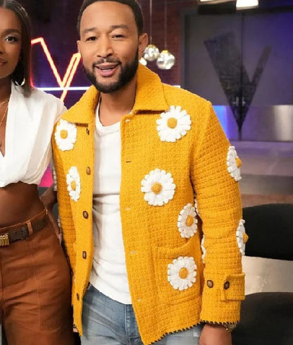The Voice S27 John Legend Yellow Daisy Applique Jacket Max Jackets
