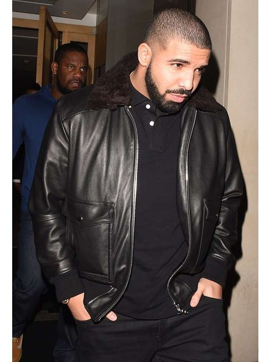 Rapper Drake Bomber Style Leather Jacket Max Jackets