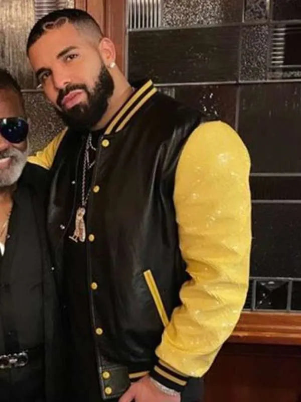 Drake Black and Yellow Varsity Bomber Jacket Max Jackets