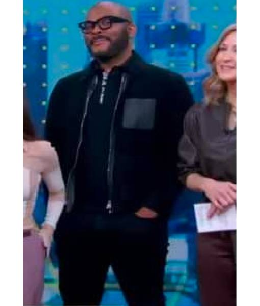 Good Morning America 2025 Tyler Perry Leather-Trimmed Jacket Max Jackets