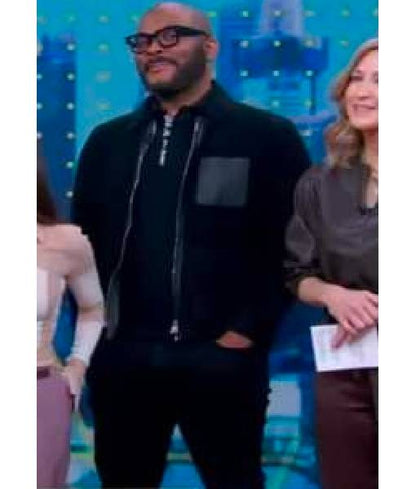 Good Morning America 2025 Tyler Perry Leather-Trimmed Jacket Max Jackets