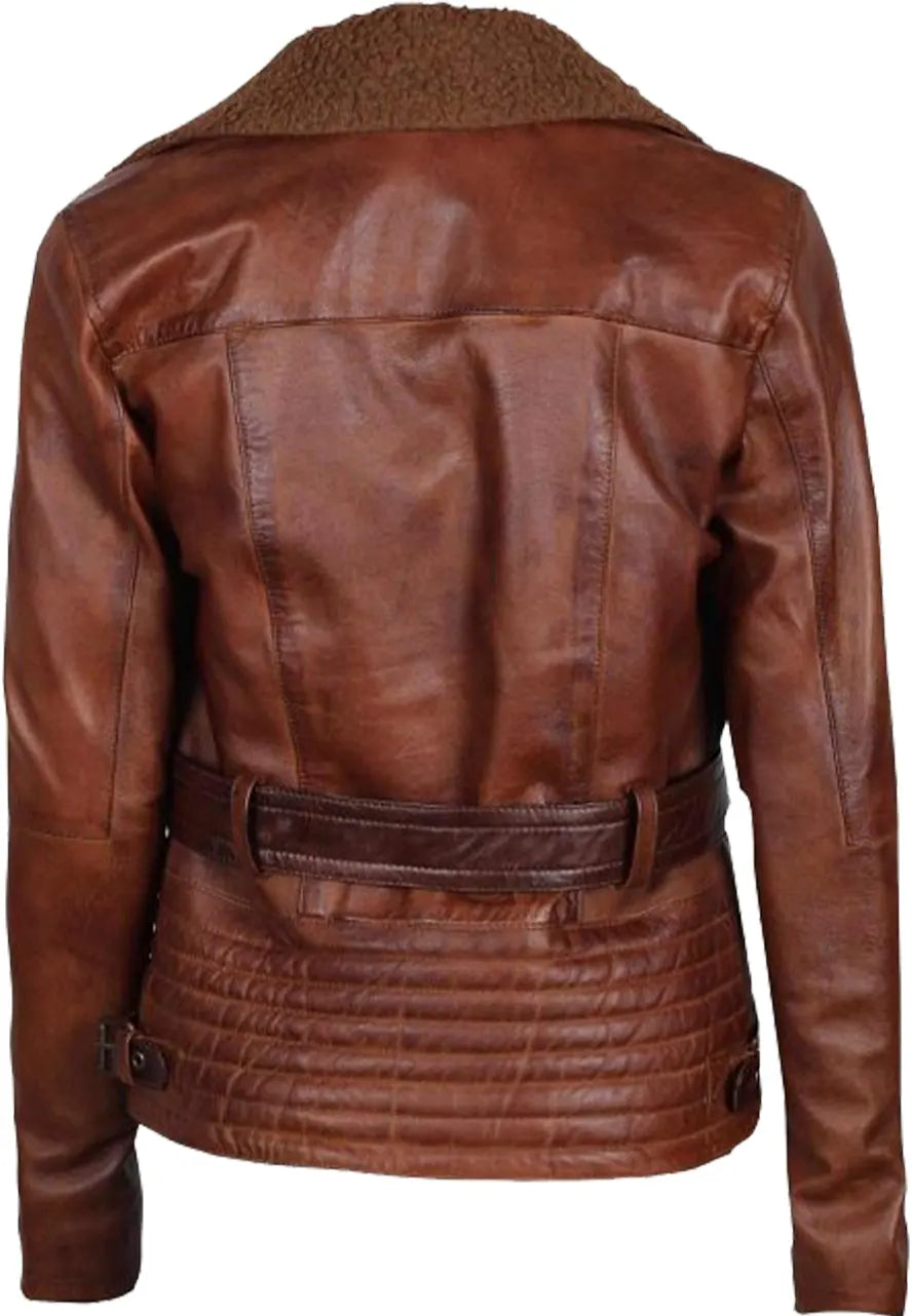 CASSANDRA SHEARLING LEATHER BROWN JACKET Max Jackets