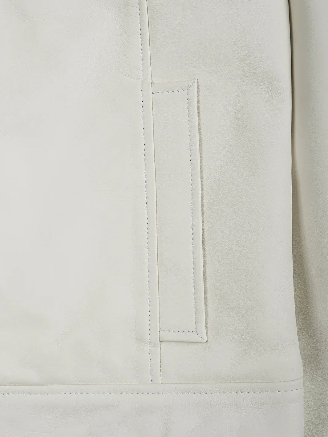 Men Off White Real Leather Harrington Jacket