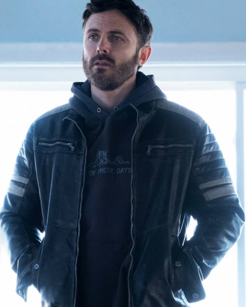 The Instigators 2024 Casey Affleck Black Leather Jacket Max Jackets