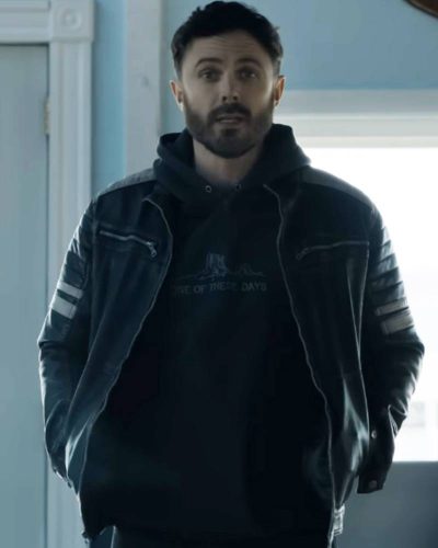 The Instigators 2024 Casey Affleck Black Leather Jacket Max Jackets